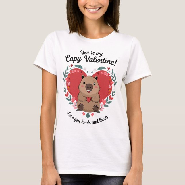 T-shirt Jour des Valentines du Coeur de Capybara (Devant)