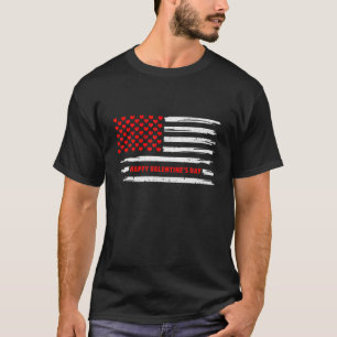 T-shirt Jour des Valentines vintages American Flag Hearts 