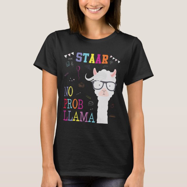 T-shirt Jour d'essai Squad No Prob-llama Llama Enseignant (Devant)