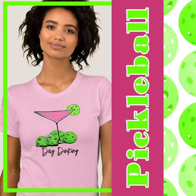 T-shirt Jour Diner Cocktail Cosmo Rose, Pickleball Limes (pink pickleball cosmo cocktail withl iimes - pickleball day dinking - funny graphics)