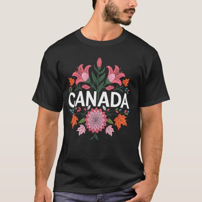 T-shirt Jour du Canada Fierté canadienne Fleur de feuille  (Devant)