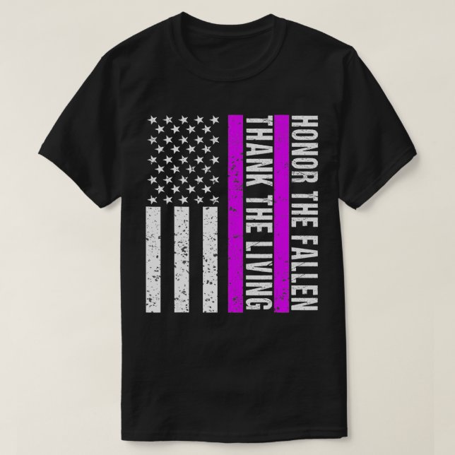 T-shirt Jour du coeur violet Militaire Vétérinaire América (Design devant)