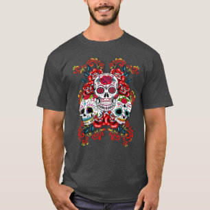 T-shirt Jour du crâne de sucre floral des morts Dia De Mue
