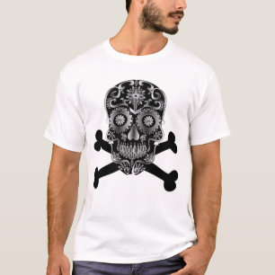 T-shirt Jour Du Crâne De Sucre Noir Des Crossbones Du Cr