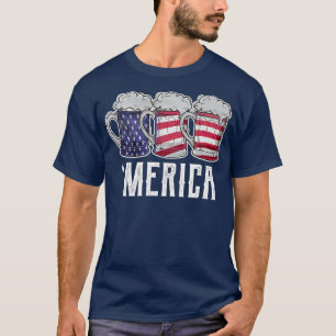 T-shirt Jour du drapeau américain de la 4 juillet de la bi