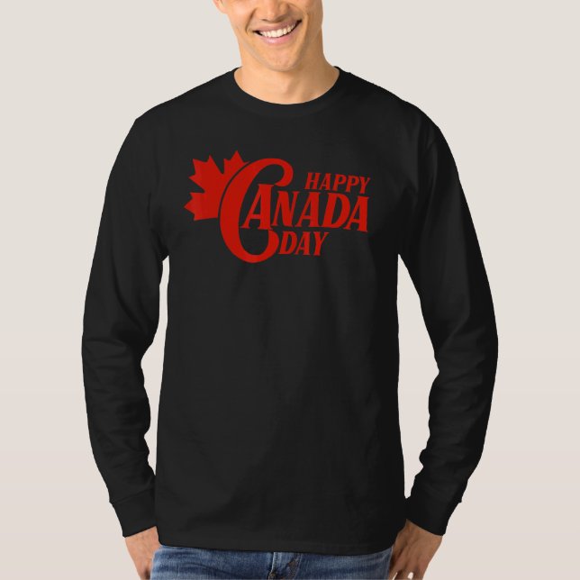 T-shirt Jour du drapeau du Canada Feuille d'érable Joyeux  (Devant)
