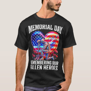 T-shirt Jour du souvenir drapeau des États-Unis héros tomb
