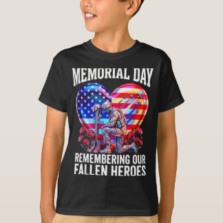 T-shirt Jour du souvenir drapeau des États-Unis héros tomb