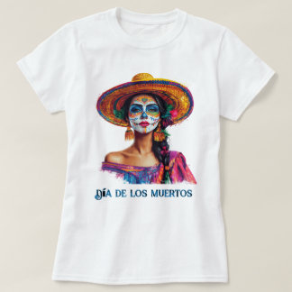 T-shirt Jour élégant de la mort crâne de sucre dame coloré