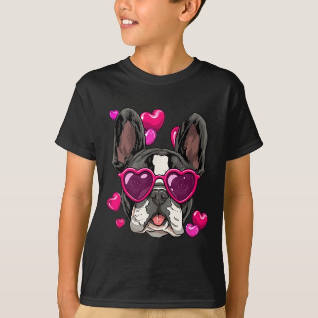 T-shirt Jour French Bulldog Heart Couples Love Day Chien (Devant)