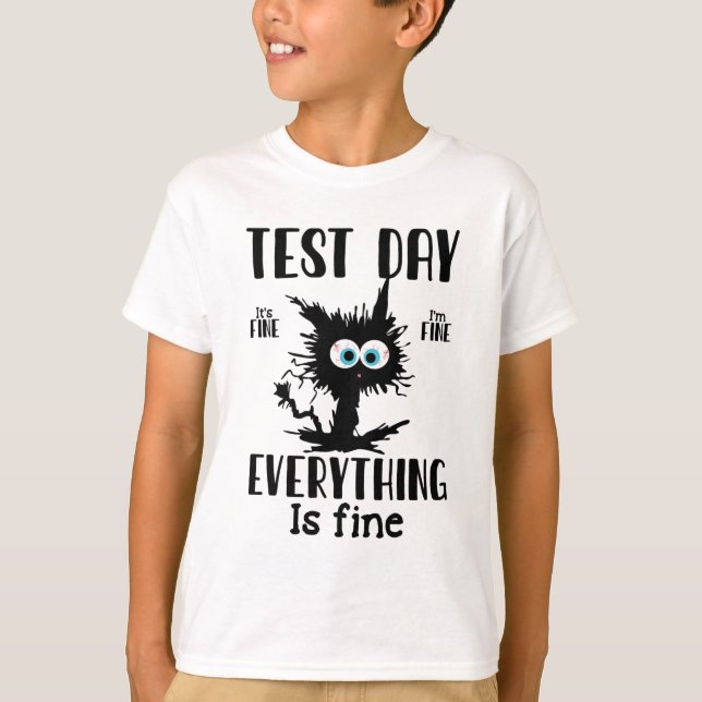 T-shirt Jour Funky Stress Chat noir enseignant Testi étudi (Devant)