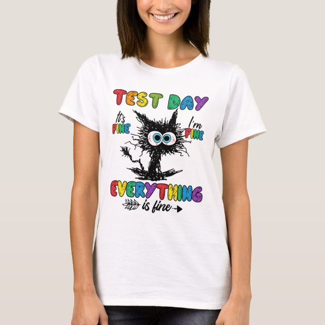 T-shirt Jour Funny Stress Chat Enseignant Enfants Étudiant (Devant)