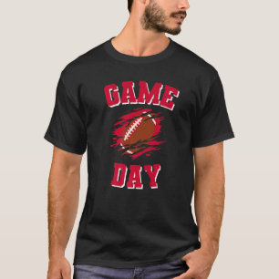 T-shirt Jour Jeu Début Football Américain Drapeau Couleurs