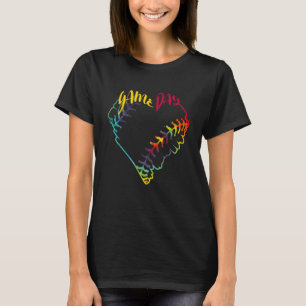 T-shirt Jour Jeu Tie Dye Softball Coeur Softball Baseball