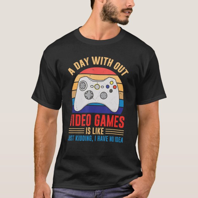 T-shirt Jour sans jeux vidéo Joueur plaisanter Joystick Dé (Devant)