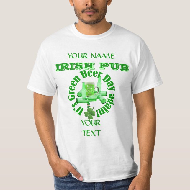 T-shirt Jour St Patrick vert de bière (Devant)