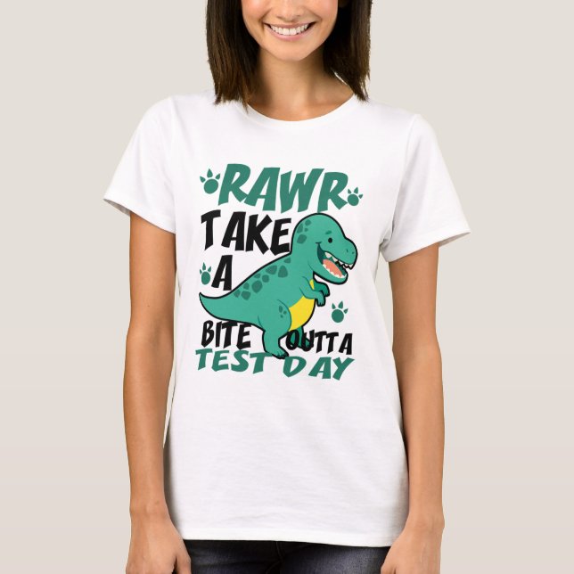 T-shirt Jour T-rex Funny Étudiant Enseignant Dinosaur Test (Devant)
