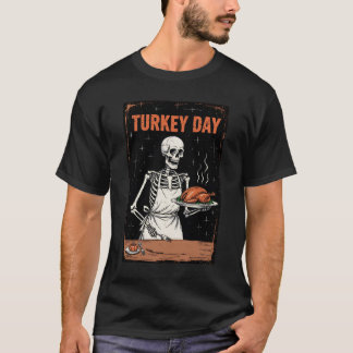 T-shirt Jour Thanksgiving Skeleton Turkey