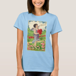 T-shirt Jour vintage des Valentines, Ange victorien avec c