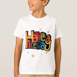 T-shirt "Journée Agréable" Graphique Rétro Coloré pour Enf