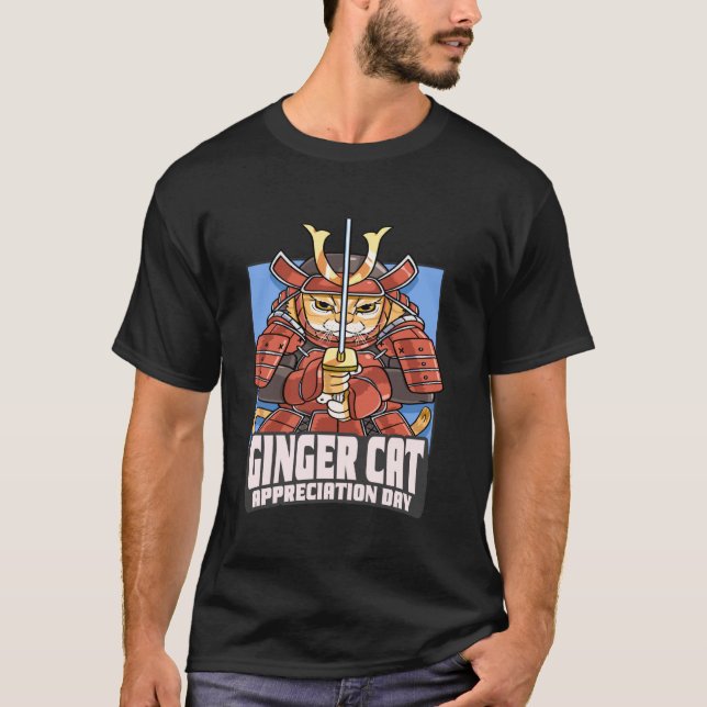 T-shirt Journée d'appréciation de chat roux Samouraï Kitte (Devant)