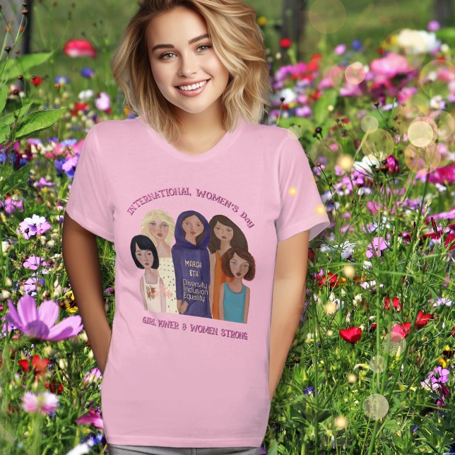 T-shirt Journée de la femme | Fille rose (Women's Day _ Girl power pink T-Shirt -Meadow)