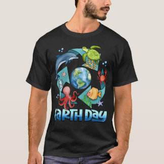 T-shirt Journée de la Terre Animaux de l'Océan Recyclage J