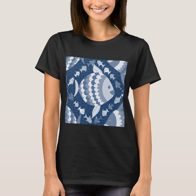 T-shirt Journée de pêche bleue et blanche (Devant)