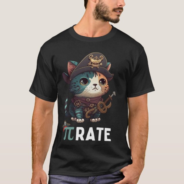 T-shirt Journée de Pi drôle de maths science pirate chat (Devant)