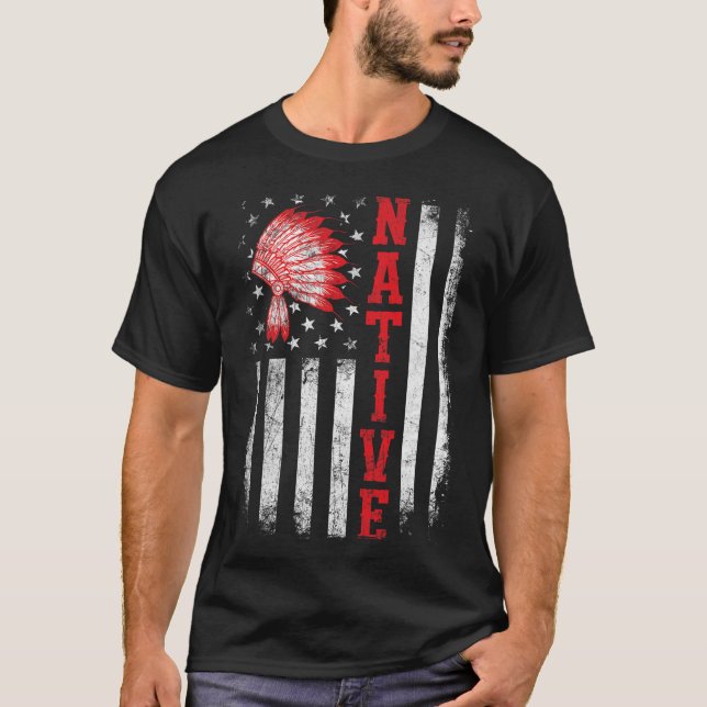T-shirt Journée des Amérindiens Drapeau États-Unis Cheroke (Devant)