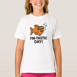 T-shirt Journée Fin-Tastique Design de Poisson Orange Mign