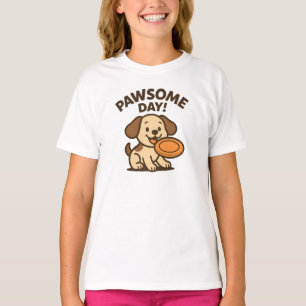 T-shirt Journée Géniale Design Chien Heureux Frisbee