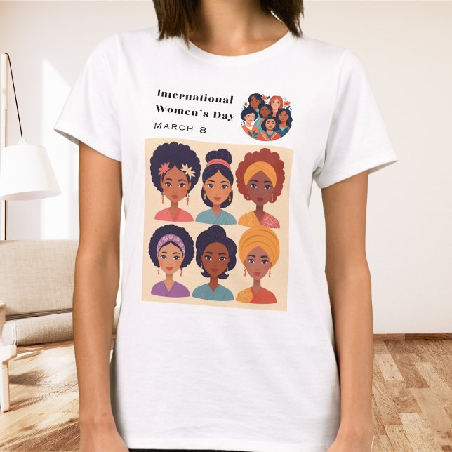 T-shirt Journée internationale de la femme 8 mars Fête (A cool t-shirt for celebrating International Women's Day on 8th March, with illustration of women)