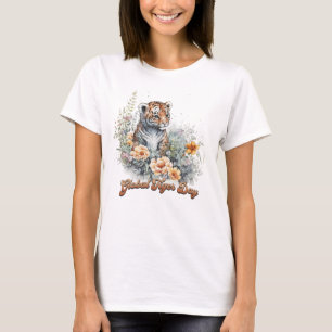 T-shirt Journée mondiale du tigre, petit aquarelle