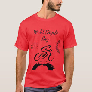 T-shirt Journée Mondiale du Vélo Chemise Rouge Cycliste En