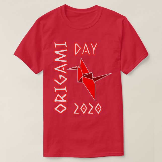 T-shirt Journée Origami 2020 Grue rouge (Design devant)