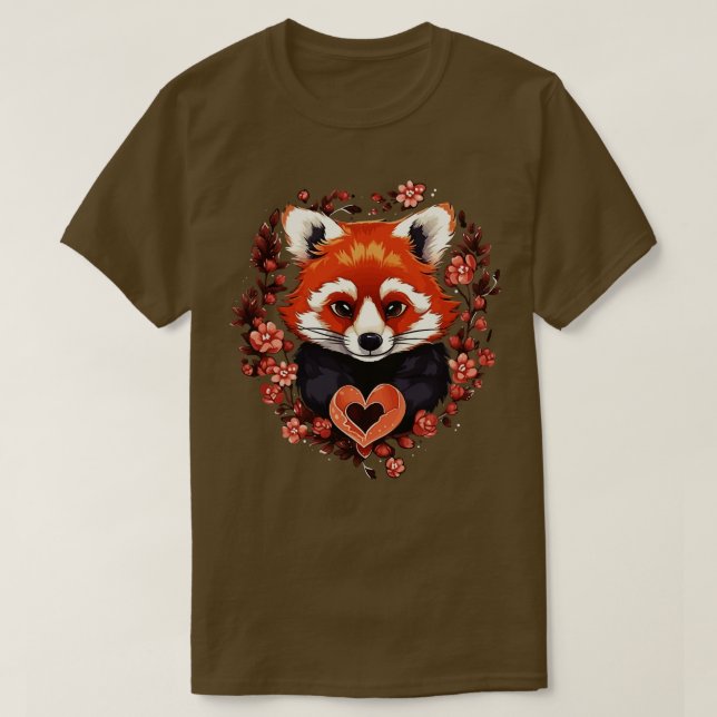 T-shirt Journée Rouge Panda Valentine (Design devant)