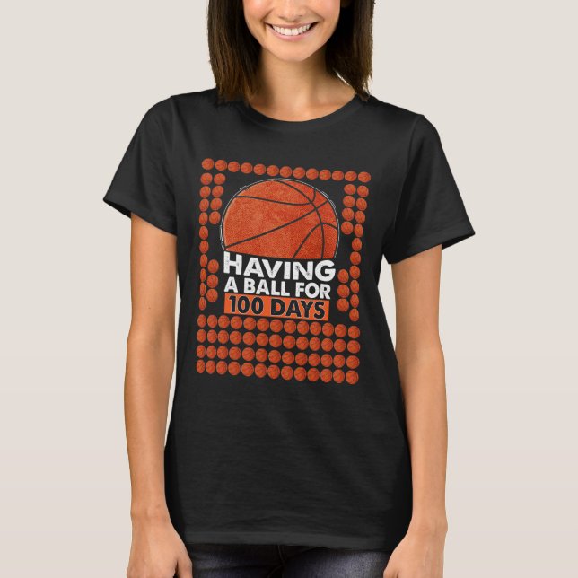 T-shirt Jours De Basketball Scolaire 100E Jour Ballons Pou (Devant)