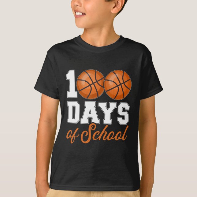 T-shirt Jours D'École Pour 100E Jour Étudiant De Basketbal (Devant)