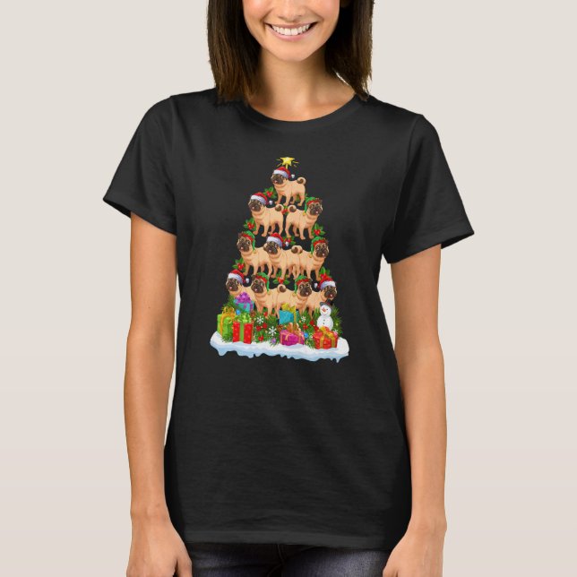 T-shirt Jours fériés Père Noël Carlin chien arbre de Noël (Devant)