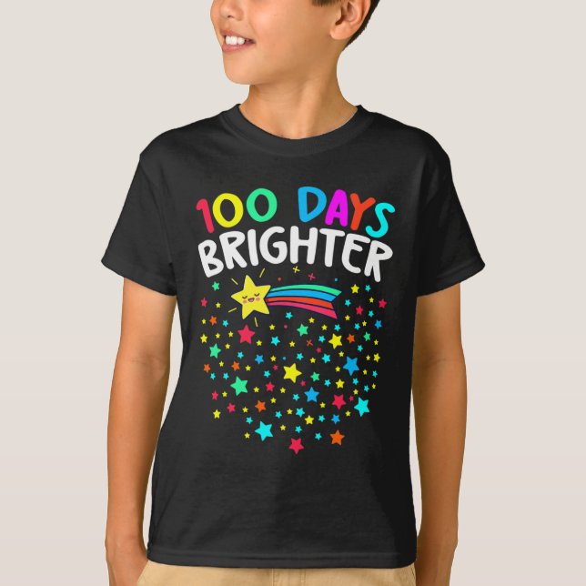 T-shirt Jours Plus Brighter Joyeux 100 Jours D'Enseignants (Devant)