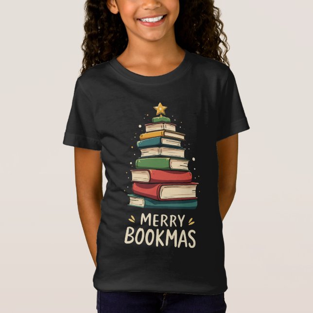 T-Shirt Joy Bookmas - Festive Book Stack for Book Lovers (Devant)