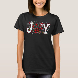 T-shirt Joy Buffalo Red Plaid Chien Empreinte de patte Chr