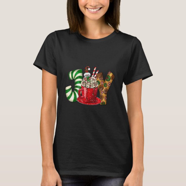 T-shirt Joy Gnome Coffee Latte Cups Cookies Christmas (Devant)
