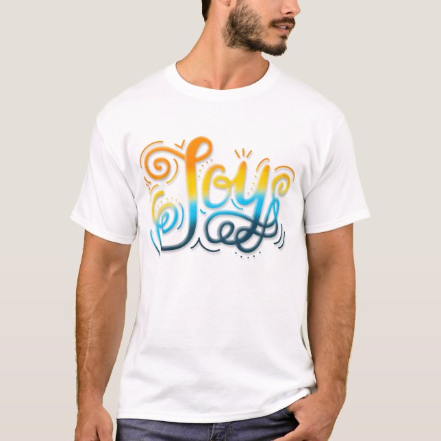 T-shirt Joy Hand Lettering AroAce Pride coucher de soleil (Devant)