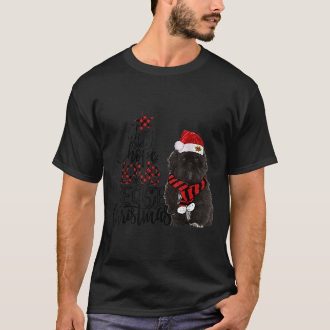 T-shirt Joy Hope Love Peace Christmas Black Shih Tzus 2020 (Devant)