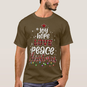 T-shirt Joy Hope Love Peace Christmas Buffalo Plaid Christ