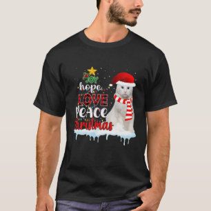 T-shirt Joy Hope Love Peace Christmas Tree Chat Noël Cade