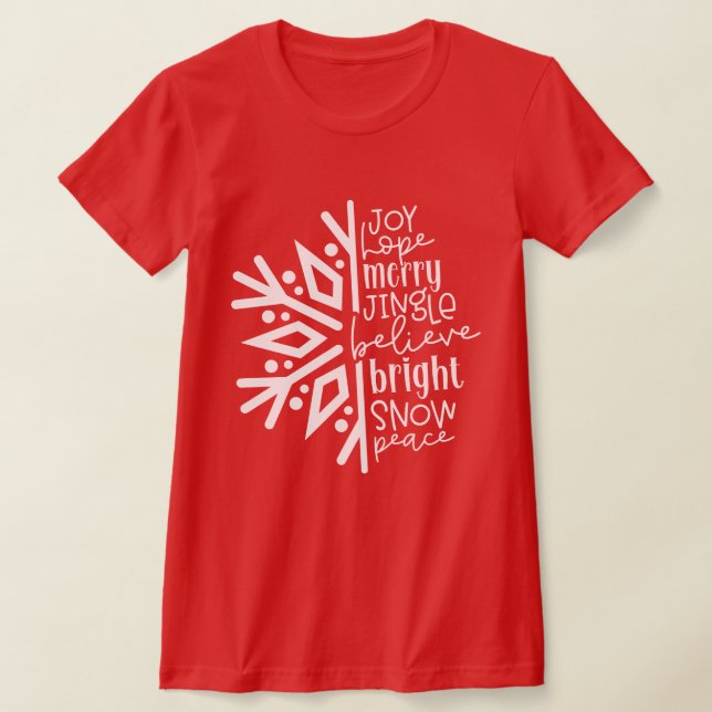 T-shirt Joy Hope Merry Jingle Believe Bright Snow Peace (Poser)