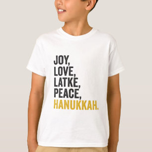 T-shirt Joy Love Latkes Paix Hanoukka Drôle Juif